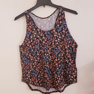 Kate Spade Women Tank Top Small Black Floral Racerback Athleisure Stretch